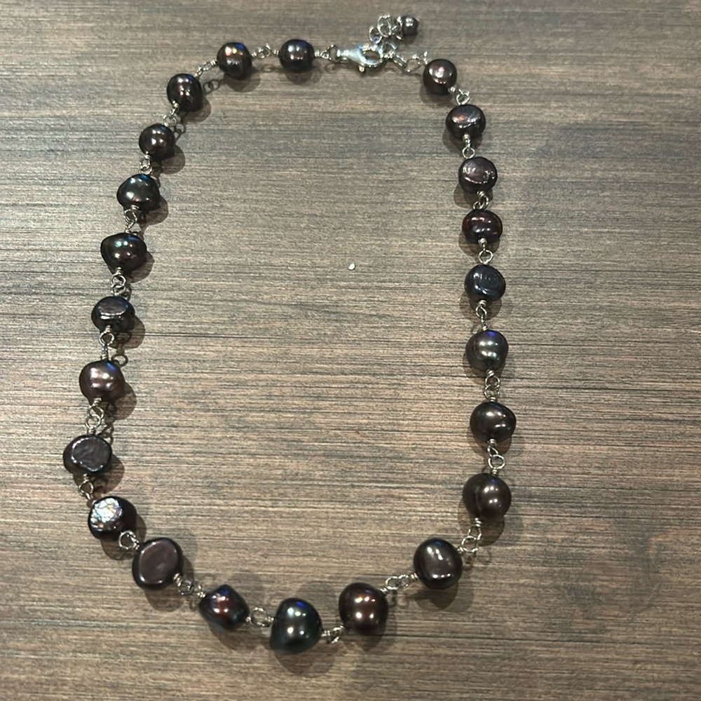Pearl and sterling silver necklace.